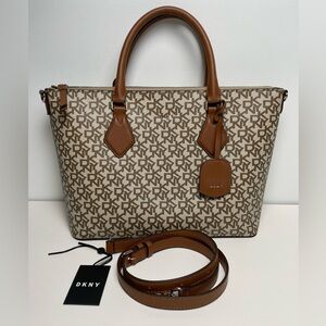 DKNY Brown Brookdale Tote Satchel Bag With Crossbody strap large